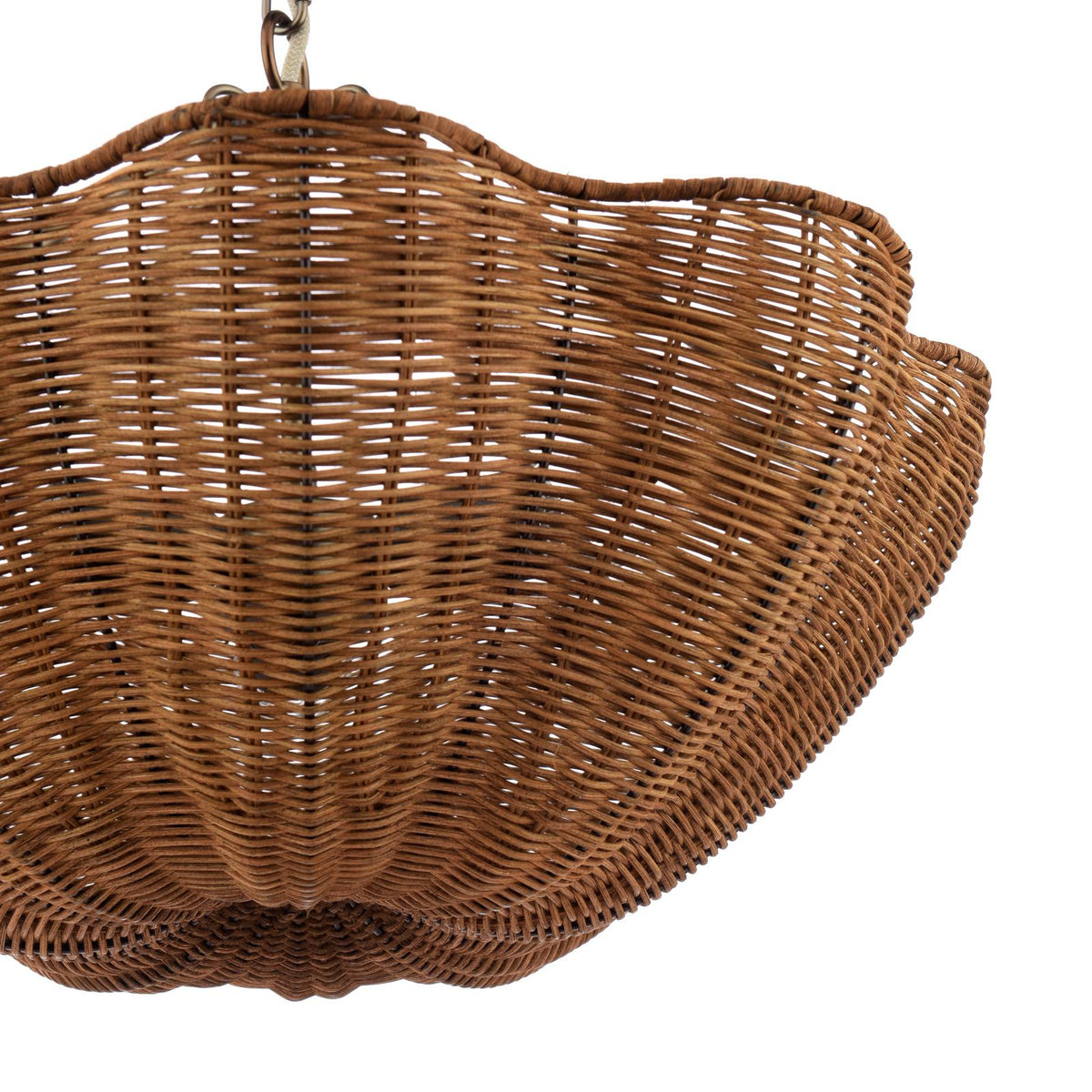 Brown woven rattan scalloped pendant light shade