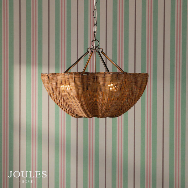 Braywick Pendant in Satin Bronze with Dark Rattan Shade