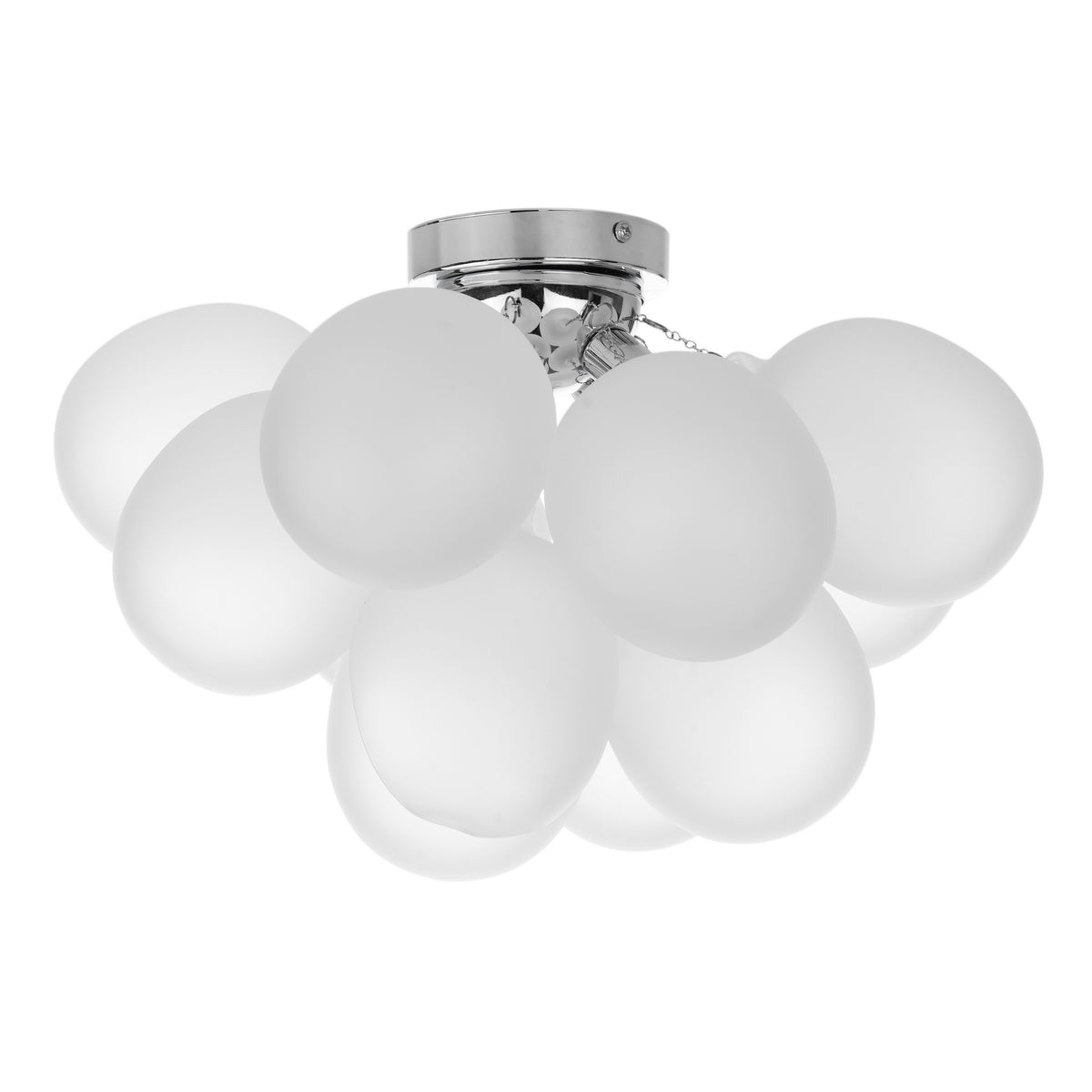 Frosted glass globe ceiling light fixture with chrome base