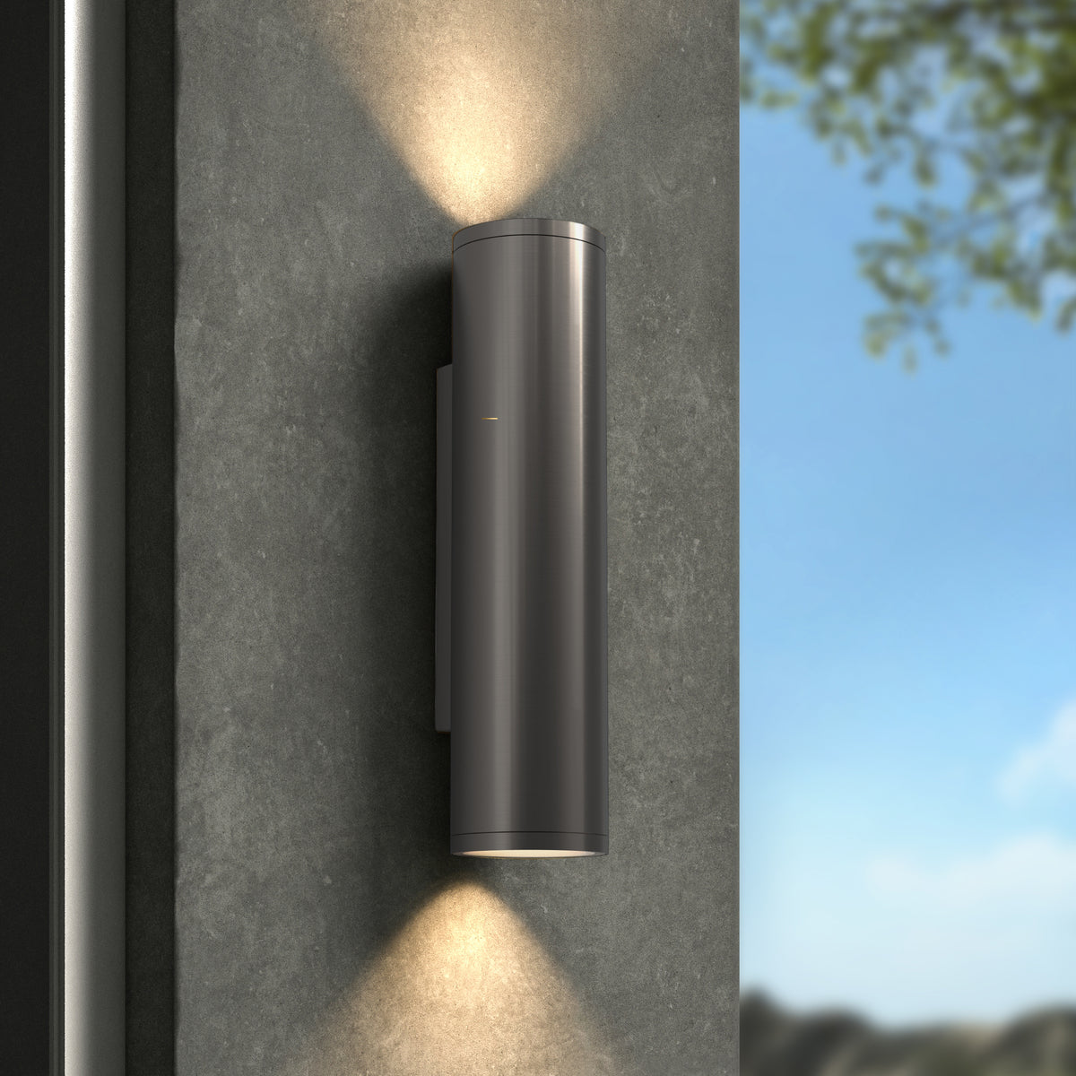 Ava 300 Coastal Up & Down Wall Light in Brushed Gun Metal Grey