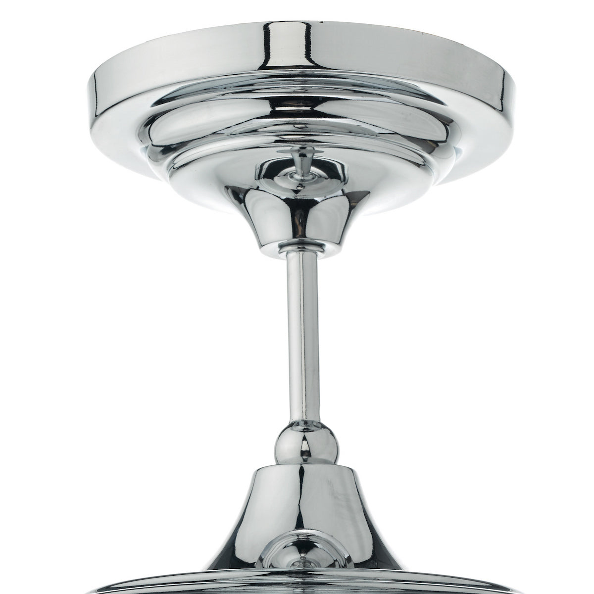 Chrome ceiling rose with a hanging rod