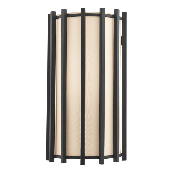 Cagliari Wall Light In Matt Black with Ivory Shade
