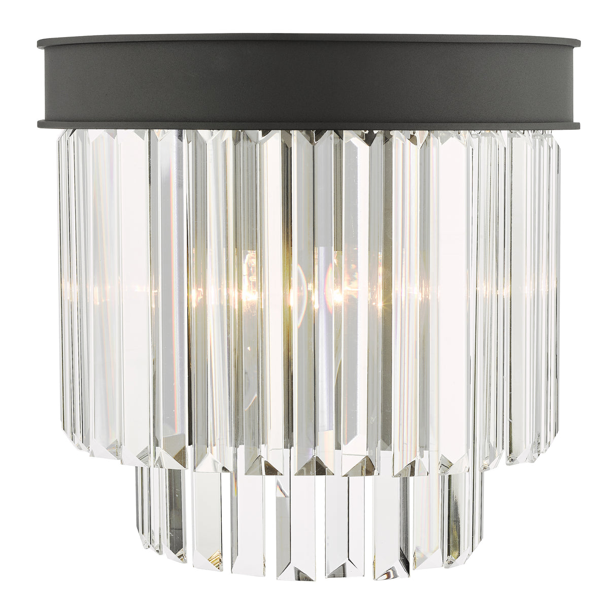 Celeus Two Lamp Wall Light in Anthracite with Faceted Crystals