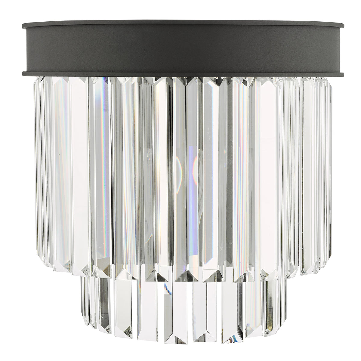 Celeus Two Lamp Wall Light in Anthracite with Faceted Crystals