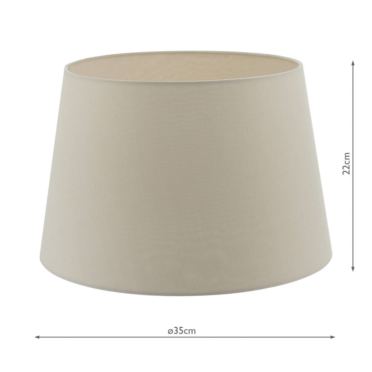 Beige lampshade with a diameter of 35cm and a height of 22cm.