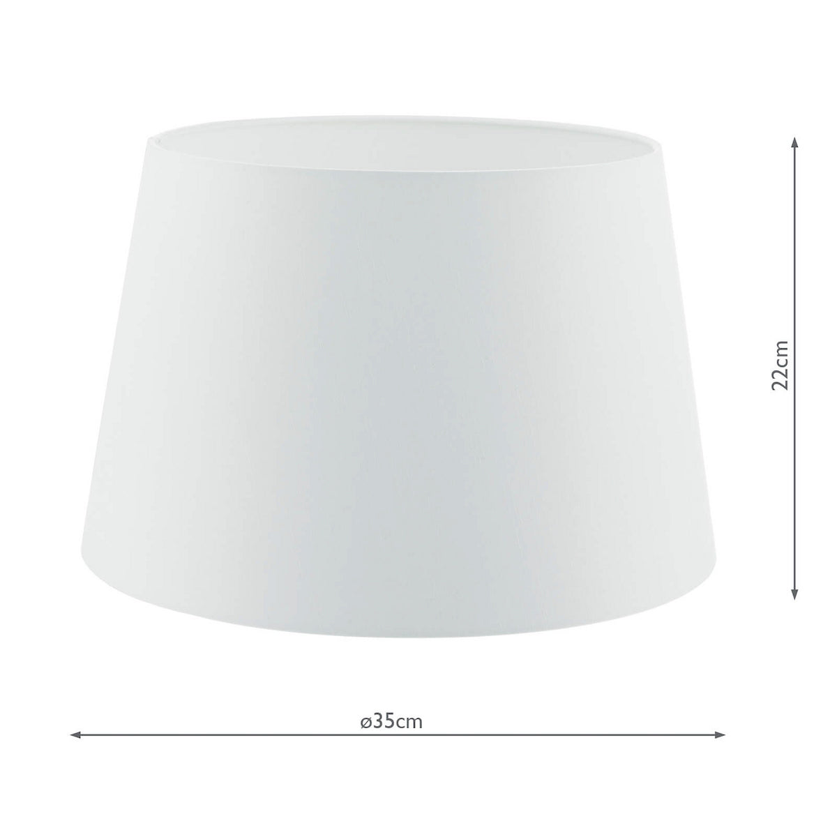 White conical lampshade with a 35cm diameter and 22cm height.