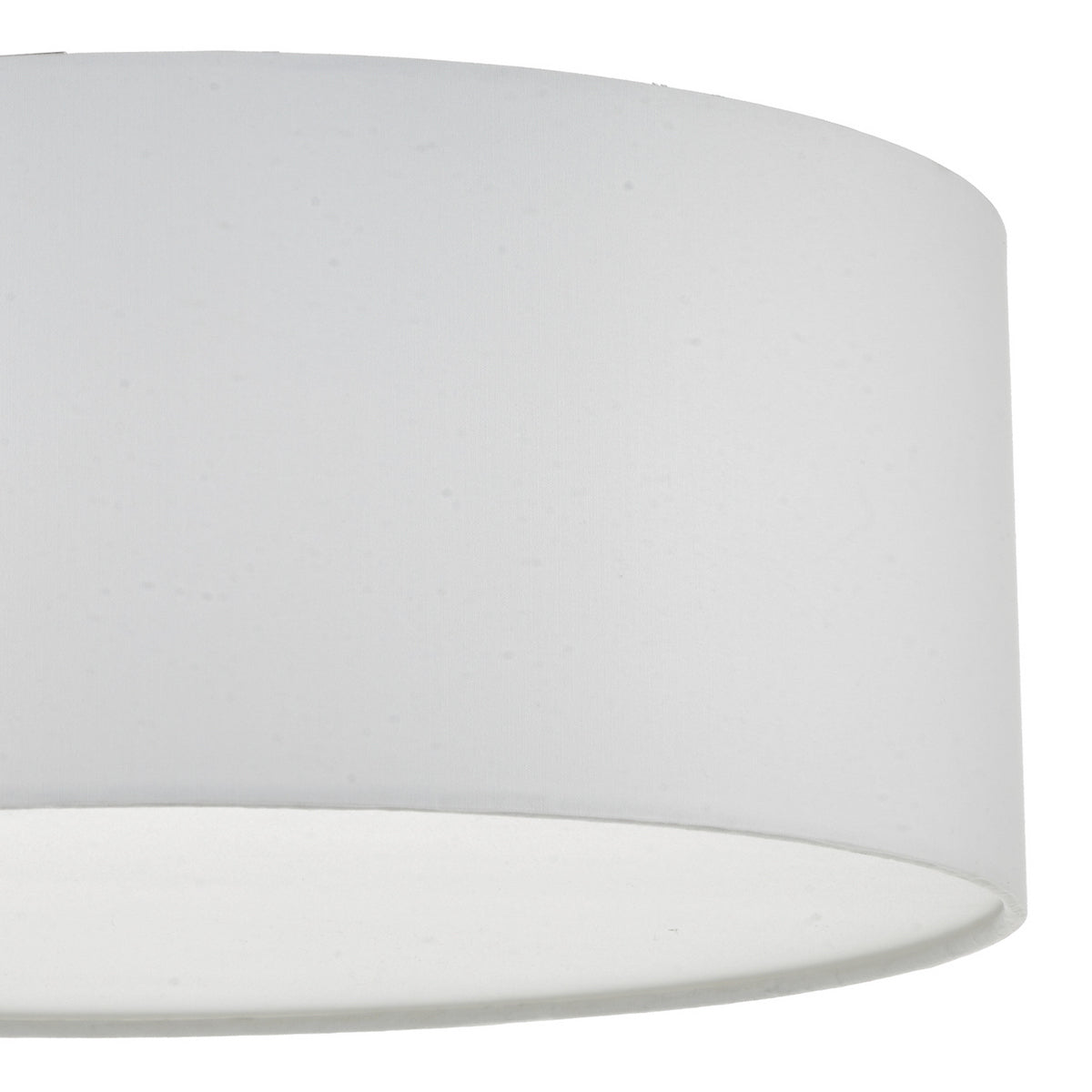 White fabric drum lampshade with a subtle texture.