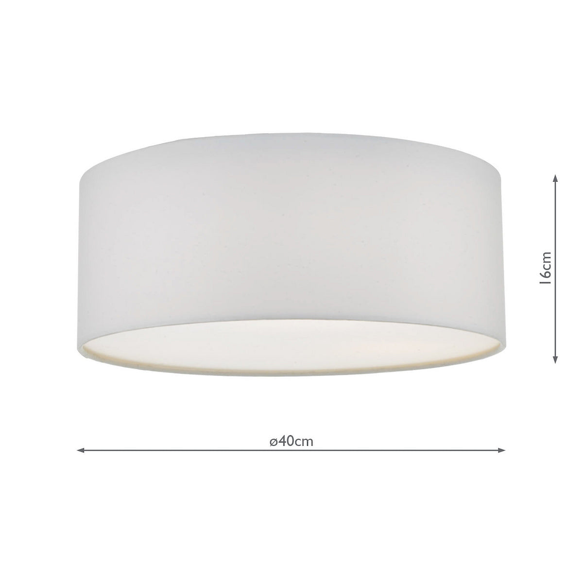 White drum lampshade with a diameter of 40cm and a height of 16cm.