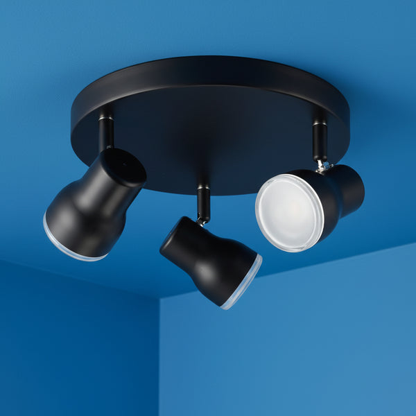 Clint Triple Lamp IP44 Adjustable Bathroom Spotlight In Matt Black