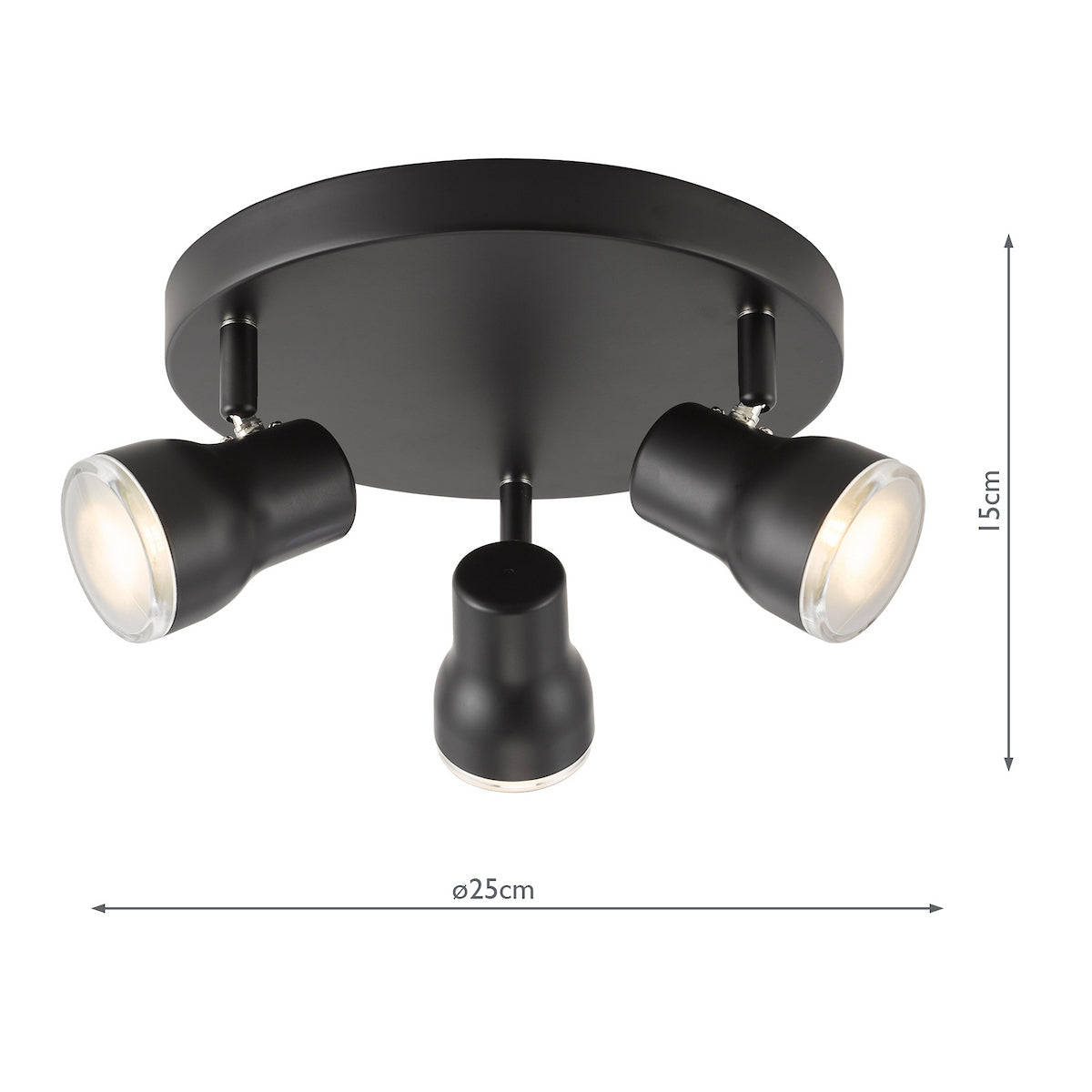 Clint Triple Lamp IP44 Adjustable Bathroom Spotlight In Matt Black