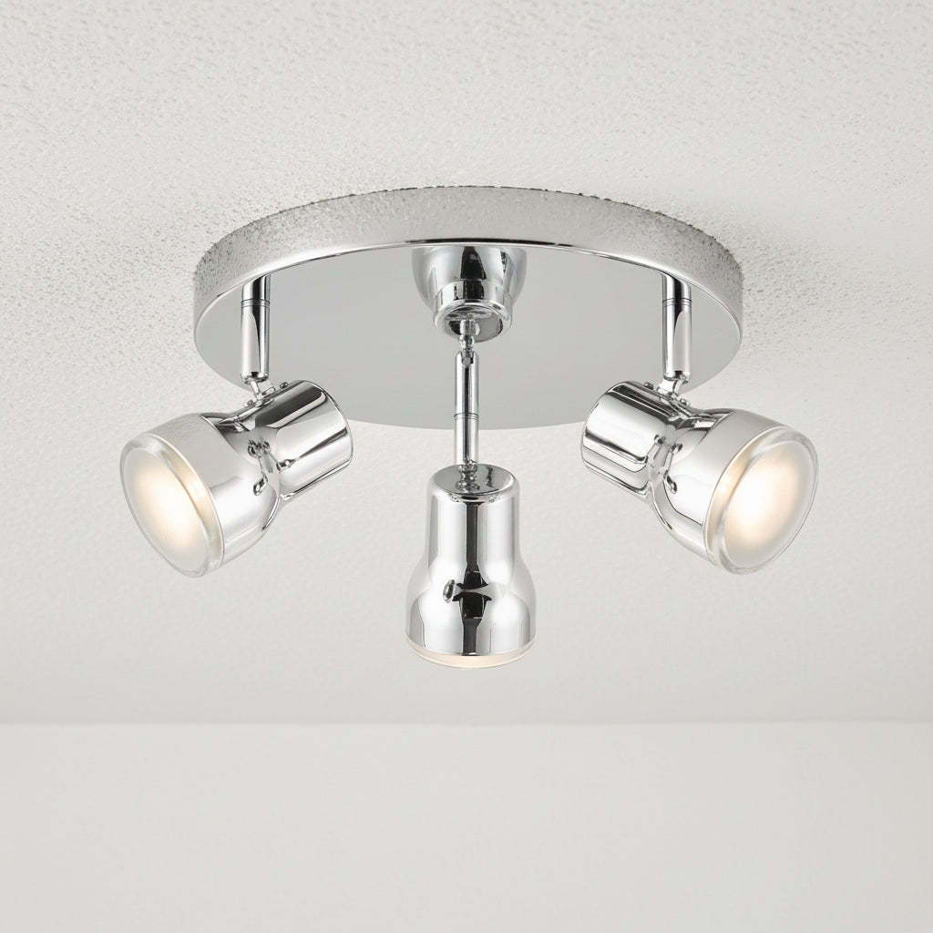 Clint Triple Lamp IP44 Adjustable Bathroom Spotlight In Polished Chrome