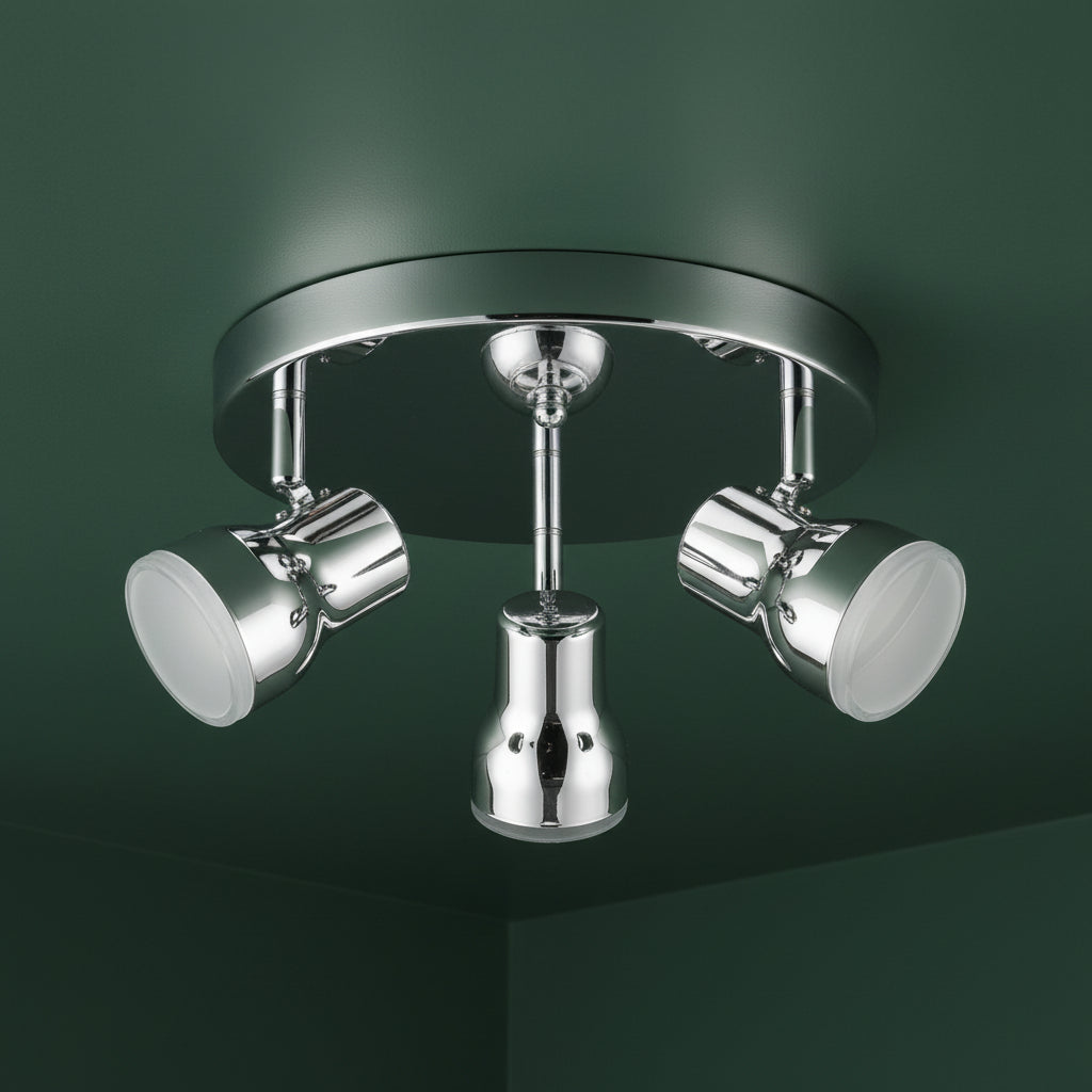 Clint Triple Lamp IP44 Adjustable Bathroom Spotlight In Polished Chrome