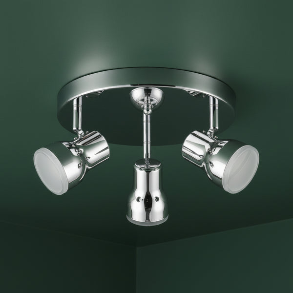 Clint Triple Lamp IP44 Adjustable Bathroom Spotlight In Polished Chrome