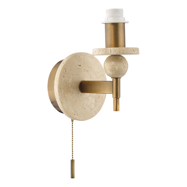 Colenza Switched Wall Light in Antique Bronze and Travertine