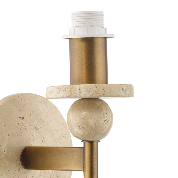 Colenza Switched Wall Light in Antique Bronze and Travertine
