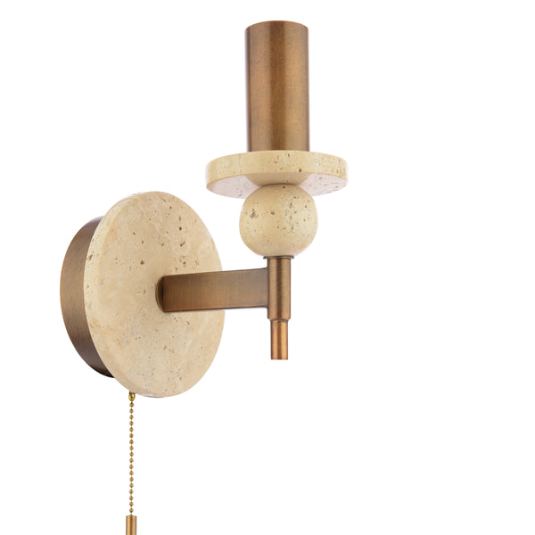 Colenza Switched Wall Light in Antique Bronze and Travertine