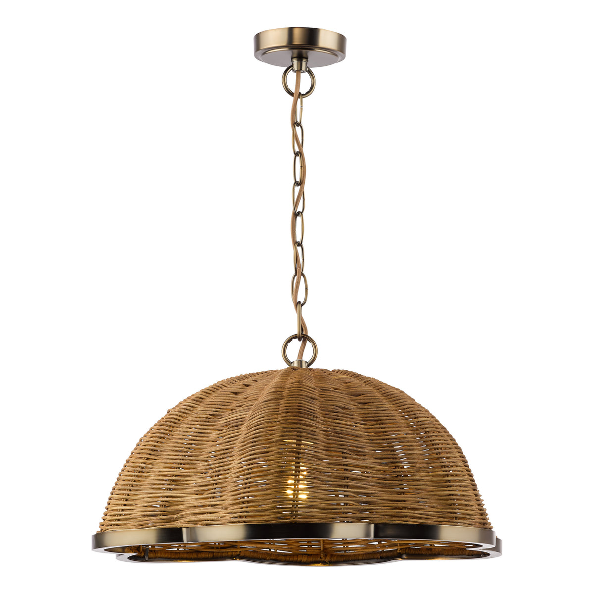 Cusco Pendant in Satin Bronze with Dark Rattan Shade
