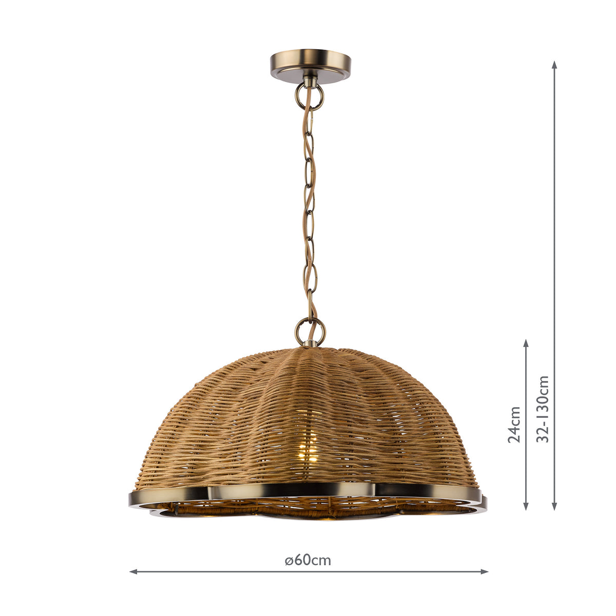 Cusco Pendant in Satin Bronze with Dark Rattan Shade