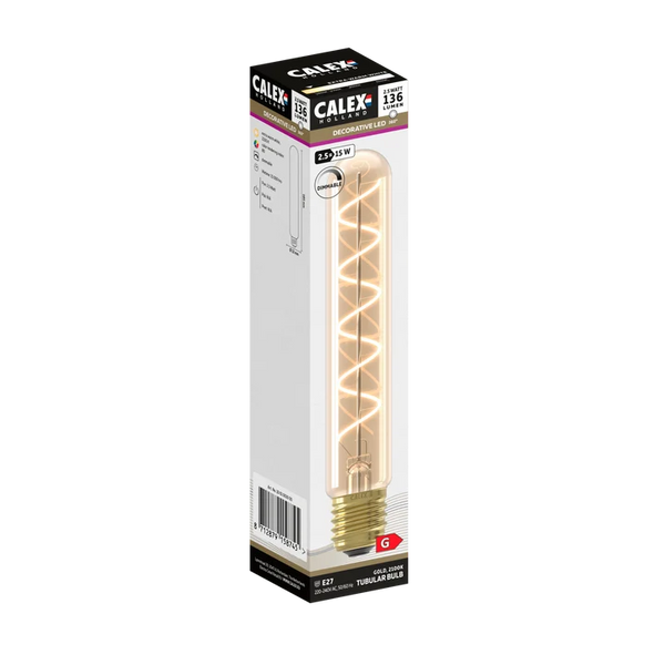 Calex decorative LED tubular bulb in retail packaging