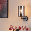 Daylin Wall Light In Satin Black with Smoked Ribbed Glass Shade