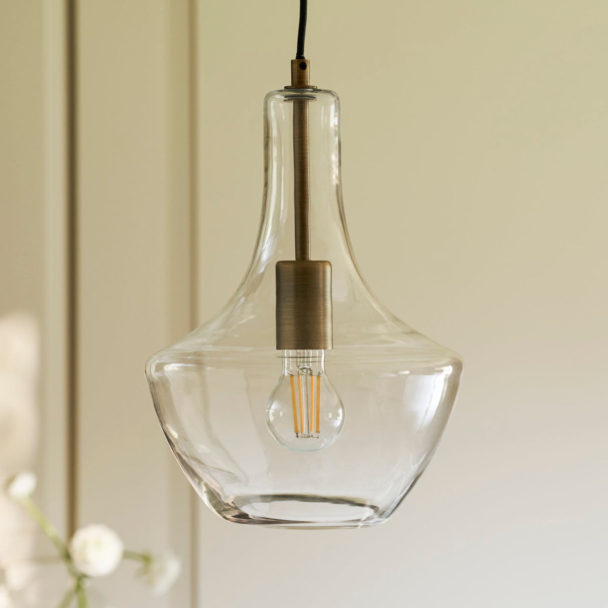 Dovecote Domed Glass Pendant Light in Antique Bronze