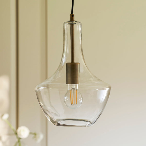 Dovecote Domed Glass Pendant Light in Antique Bronze