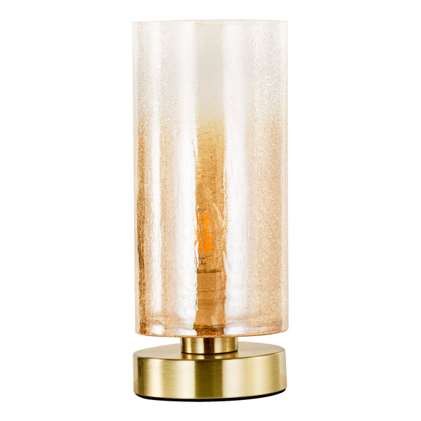 Deena Antique Brass Table Touch Dimmable Table Lamp with Amber Glass Shade
