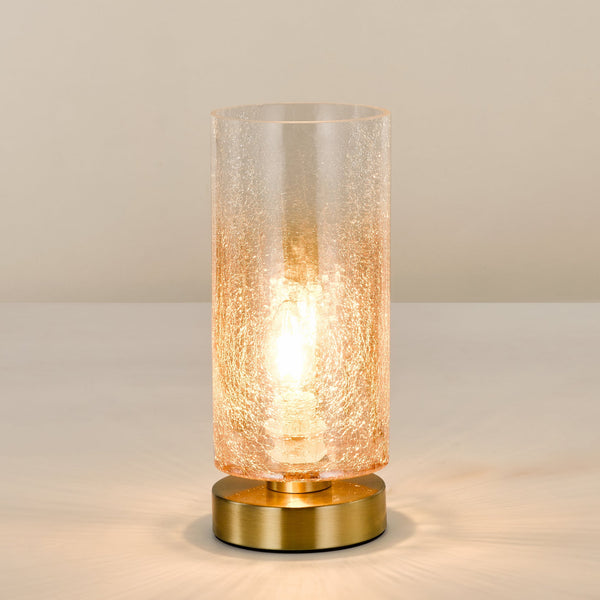 Deena Antique Brass Table Touch Dimmable Table Lamp with Amber Glass Shade