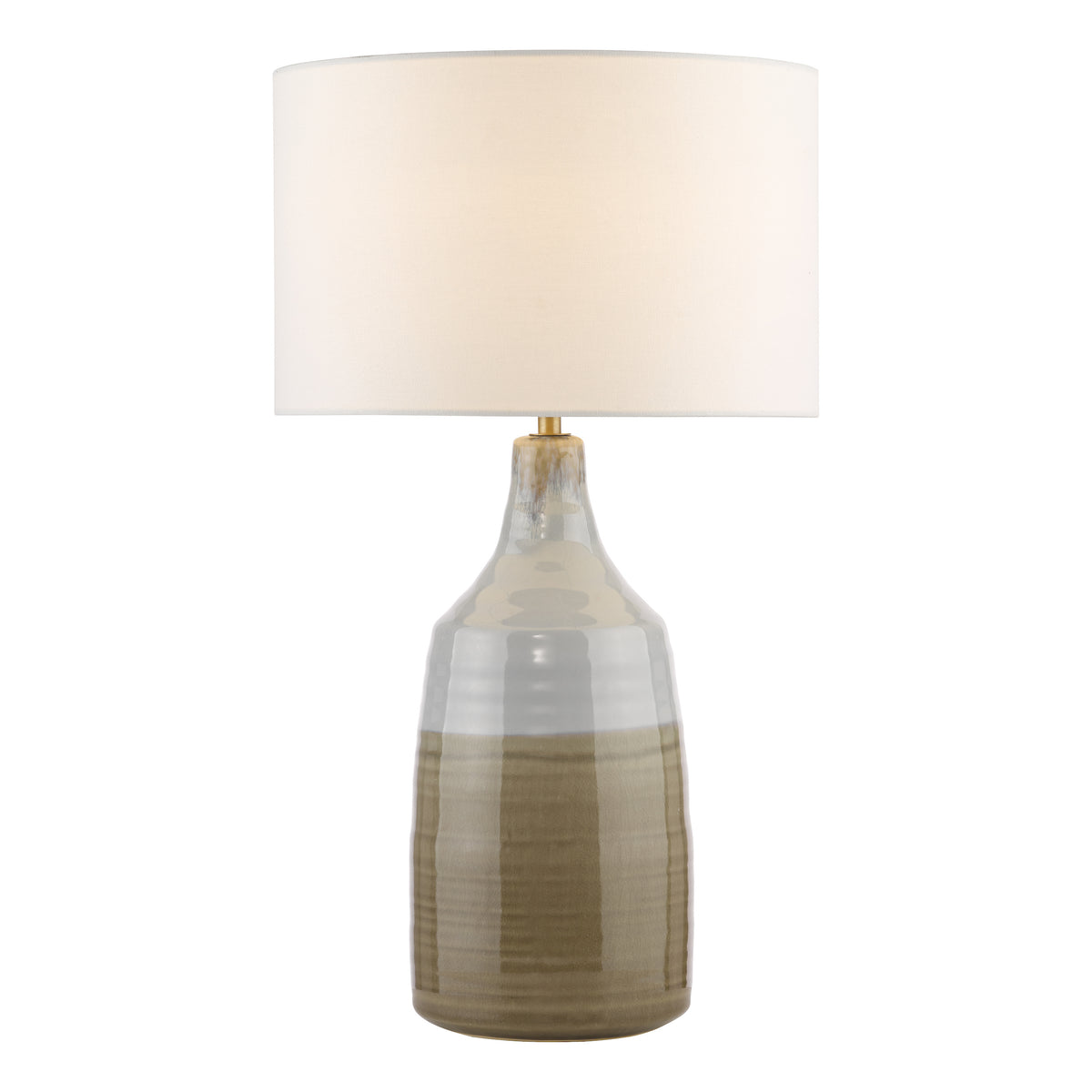 Desirus Ceramic Table Lamp in Blue with Ivory Linen Shade