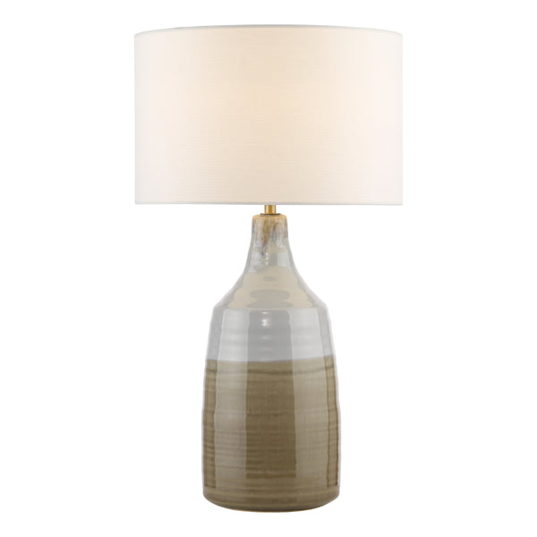 Desirus Ceramic Table Lamp in Blue with Ivory Linen Shade