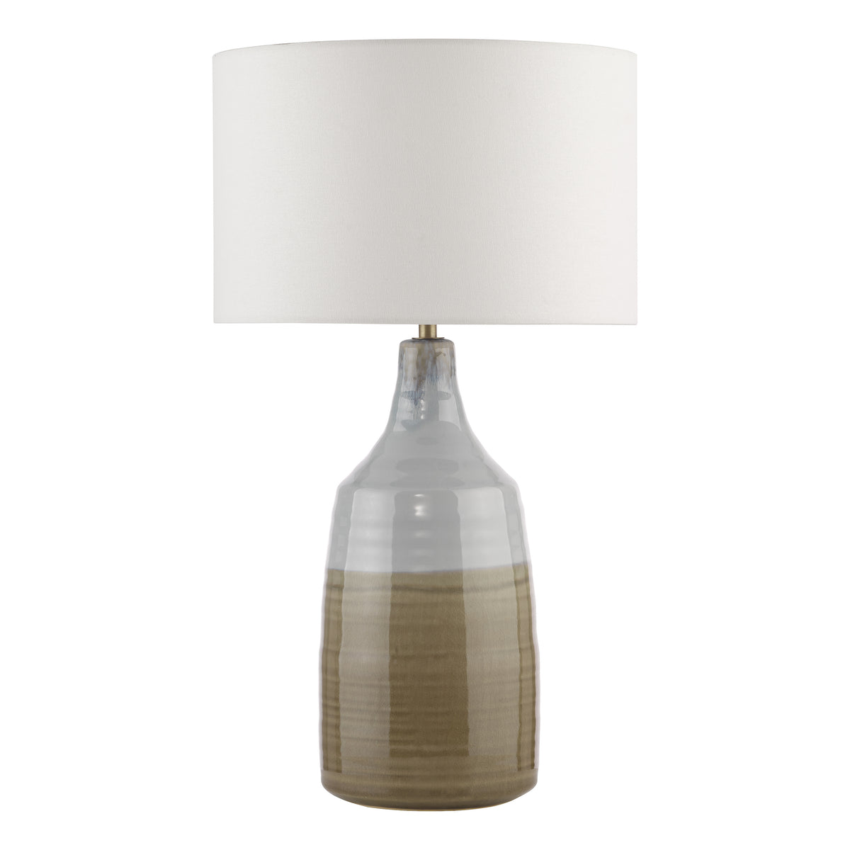 Desirus Ceramic Table Lamp in Blue with Ivory Linen Shade