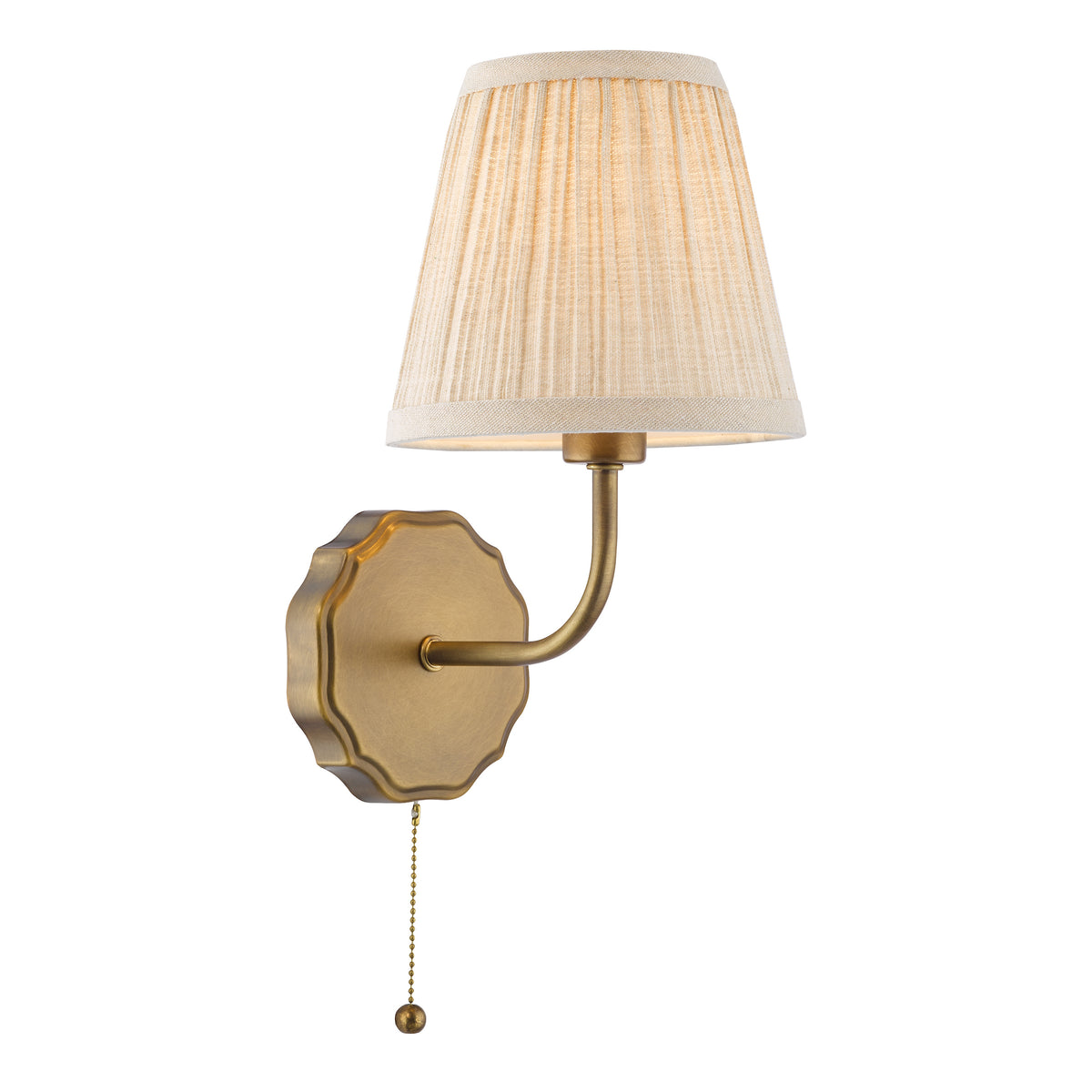 Dijon Switched Wall Light in Antique Bronze with Pleated Linen Shade