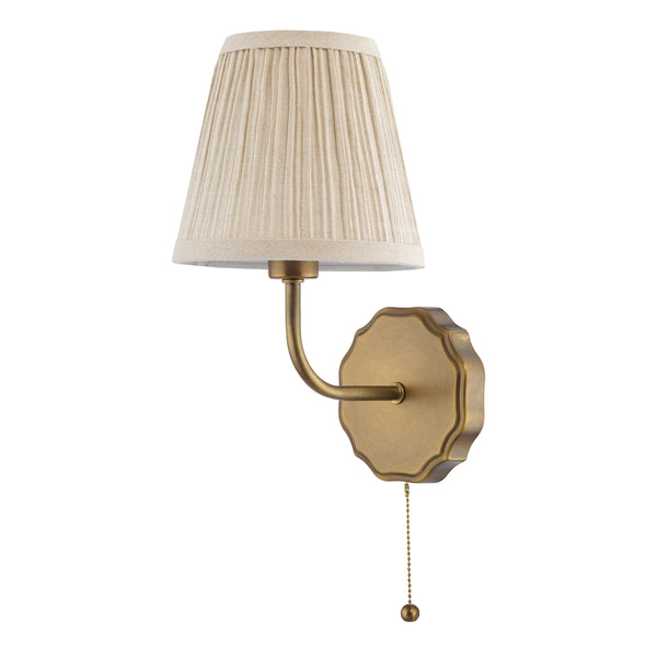 Dijon Switched Wall Light in Antique Bronze with Pleated Linen Shade