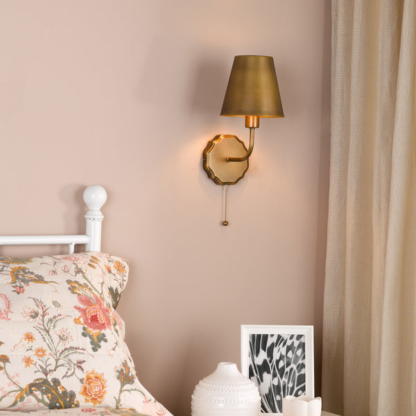 Dijon Switched Wall Light in Antique Bronze with Bronze Metal Shade