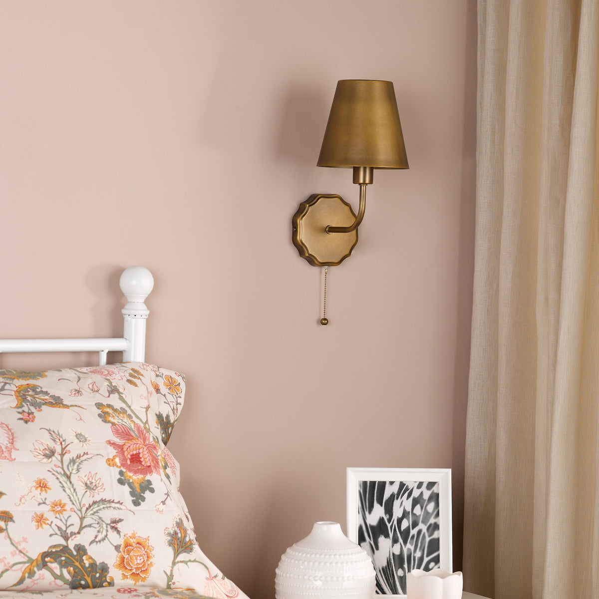 Dijon Switched Wall Light in Antique Bronze with Bronze Metal Shade