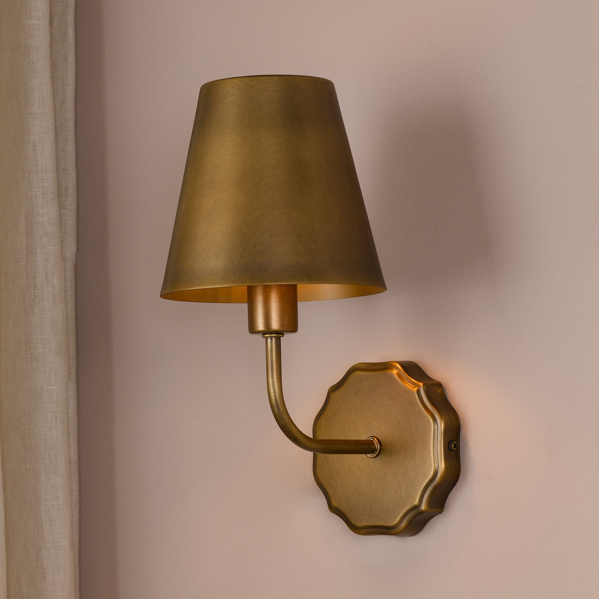 Dijon Switched Wall Light in Antique Bronze with Bronze Metal Shade