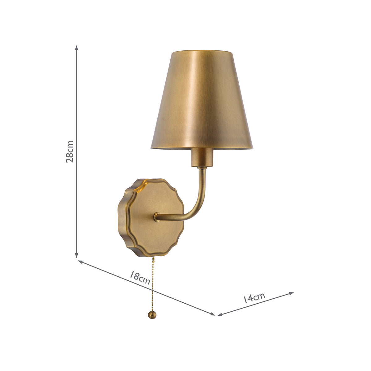 Dijon Switched Wall Light in Antique Bronze with Bronze Metal Shade