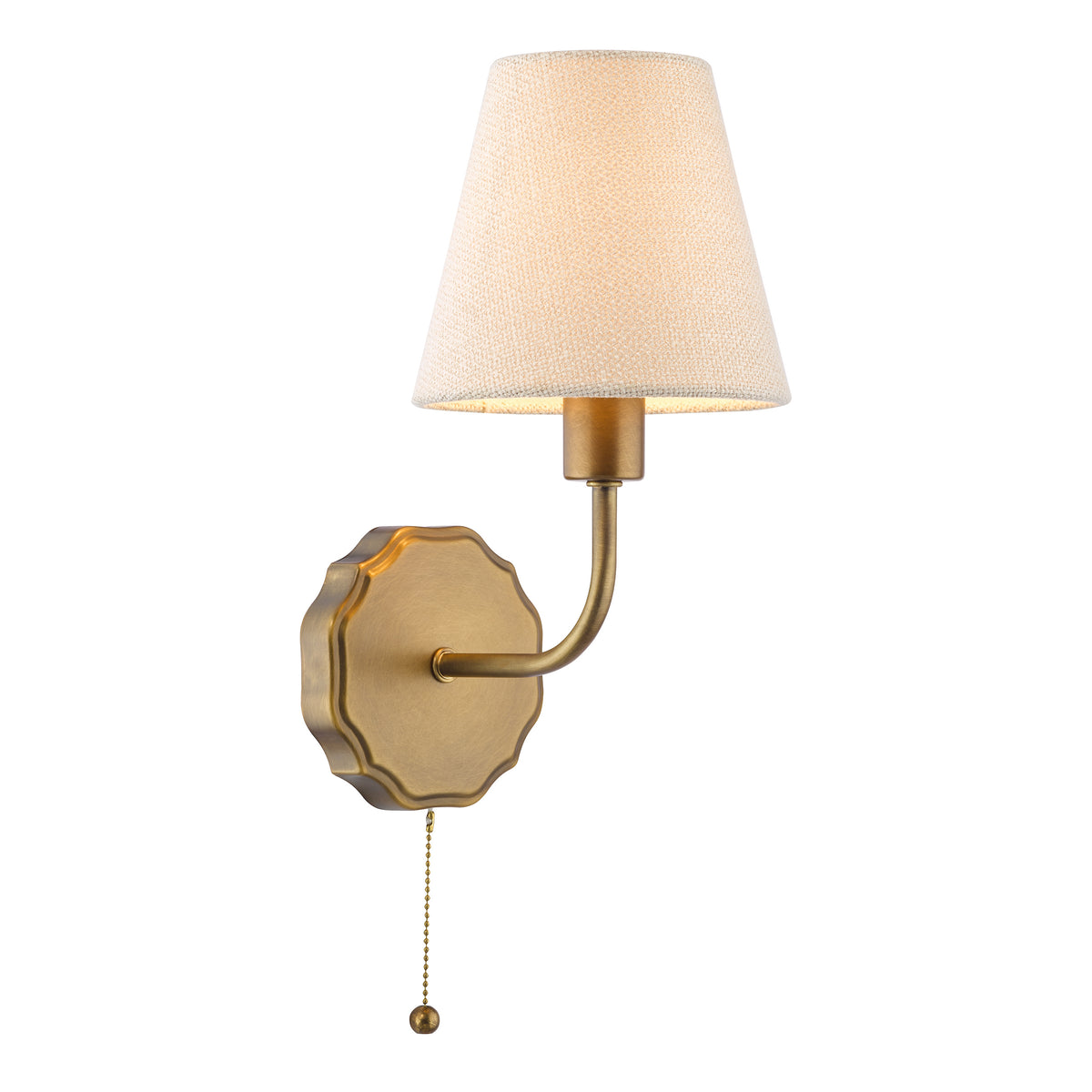 Dijon Switched Wall Light in Antique Bronze with Tapered Linen Shade