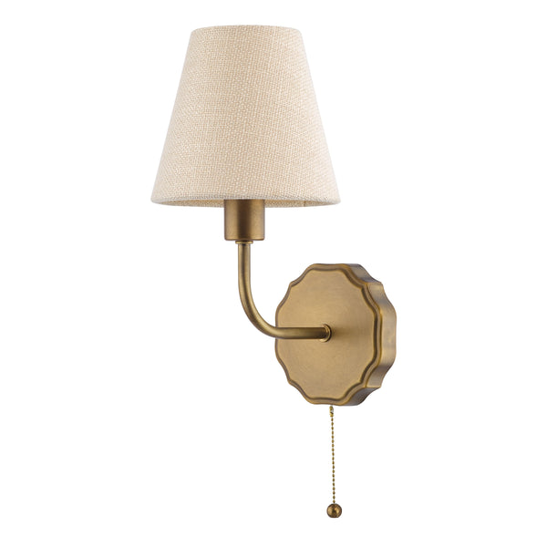 Dijon Switched Wall Light in Antique Bronze with Tapered Linen Shade