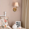 Dijon Switched Wall Light in Antique Bronze with Tapered Linen Shade