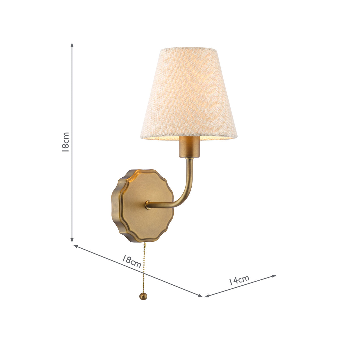 Dijon Switched Wall Light in Antique Bronze with Tapered Linen Shade