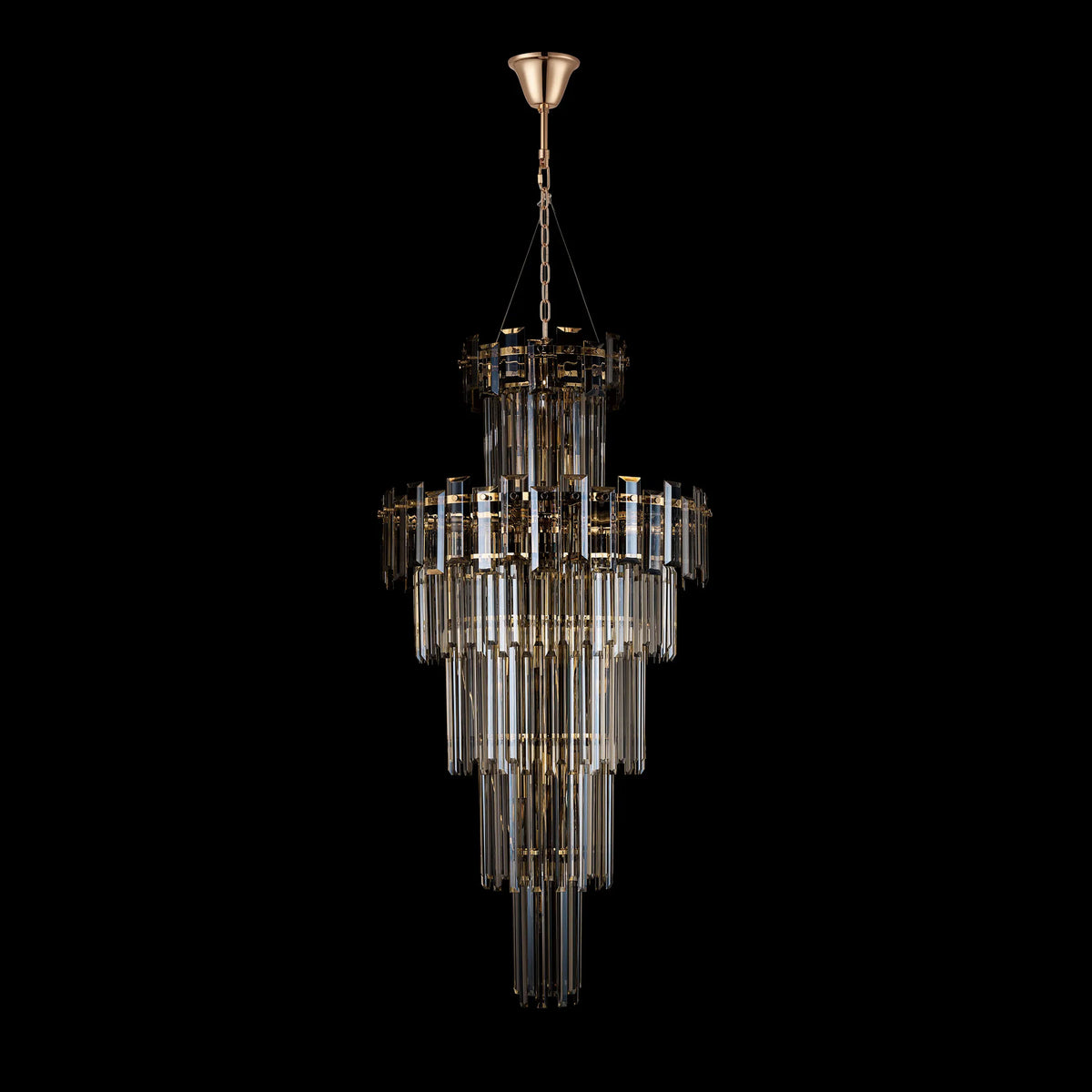 Velator 610mm Tall Pendant in French Gold with Champagne Crystal Glass