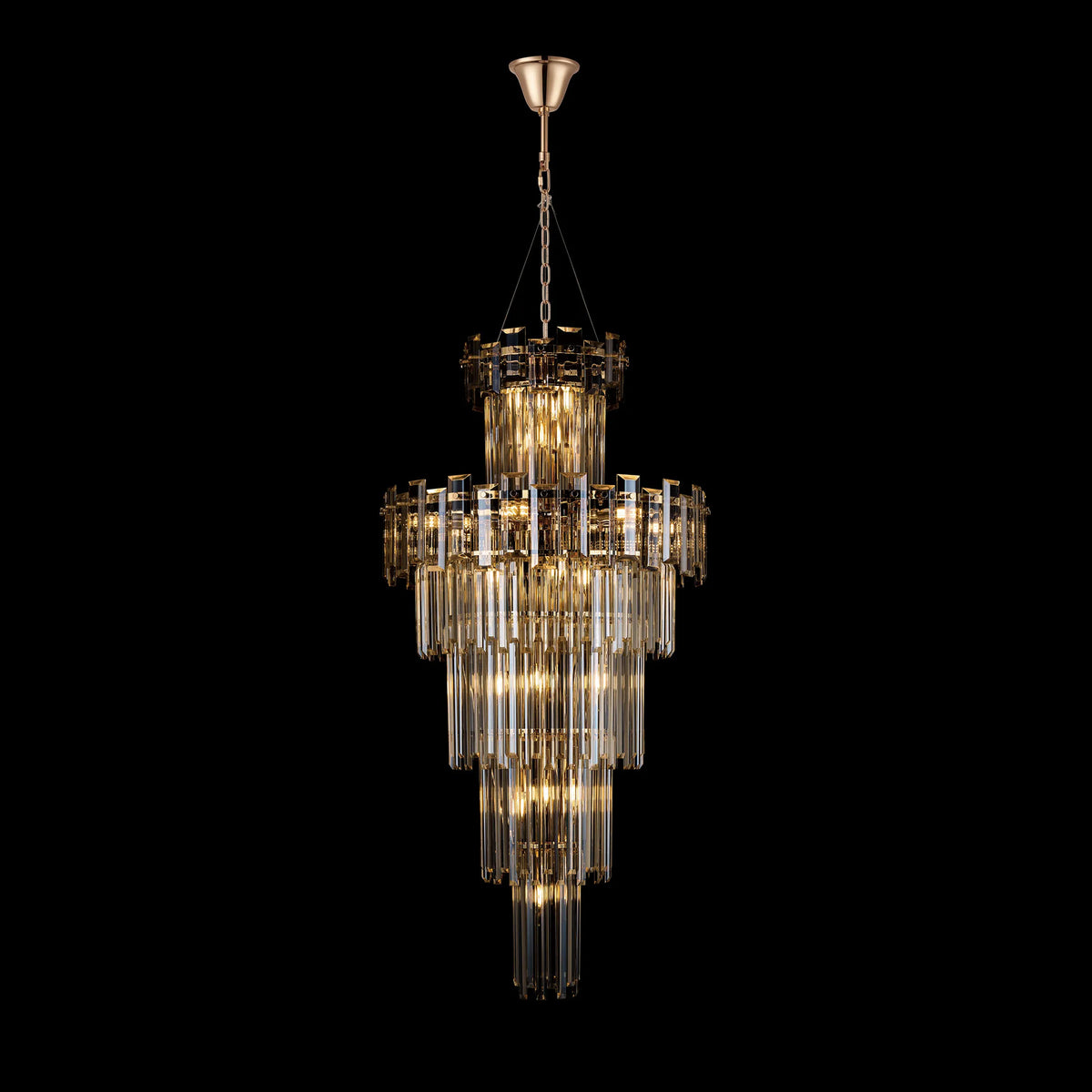 Velator 610mm Tall Pendant in French Gold with Champagne Crystal Glass