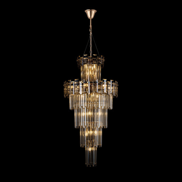 Velator 610mm Tall Pendant in French Gold with Champagne Crystal Glass