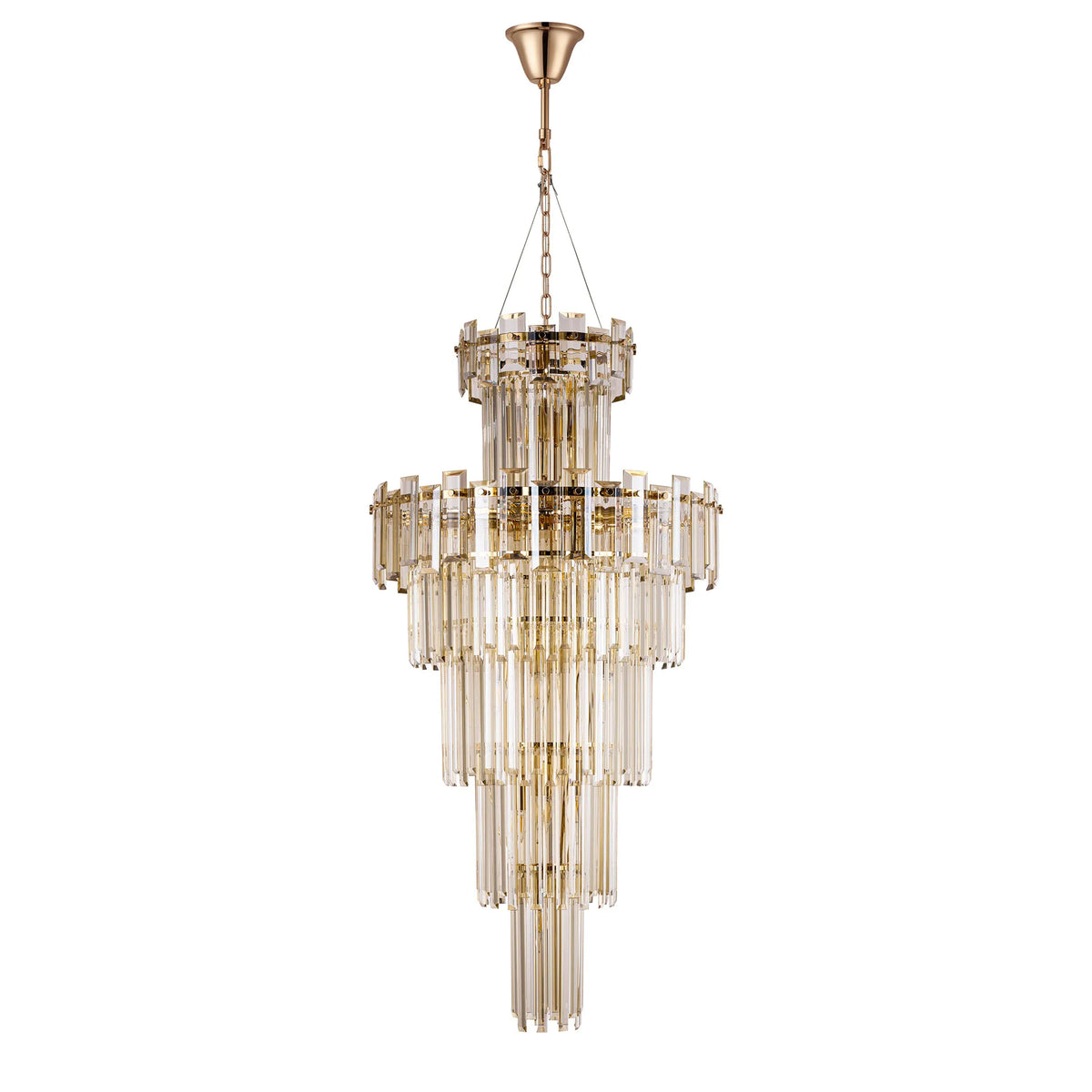 Velator 610mm Tall Pendant in French Gold with Champagne Crystal Glass