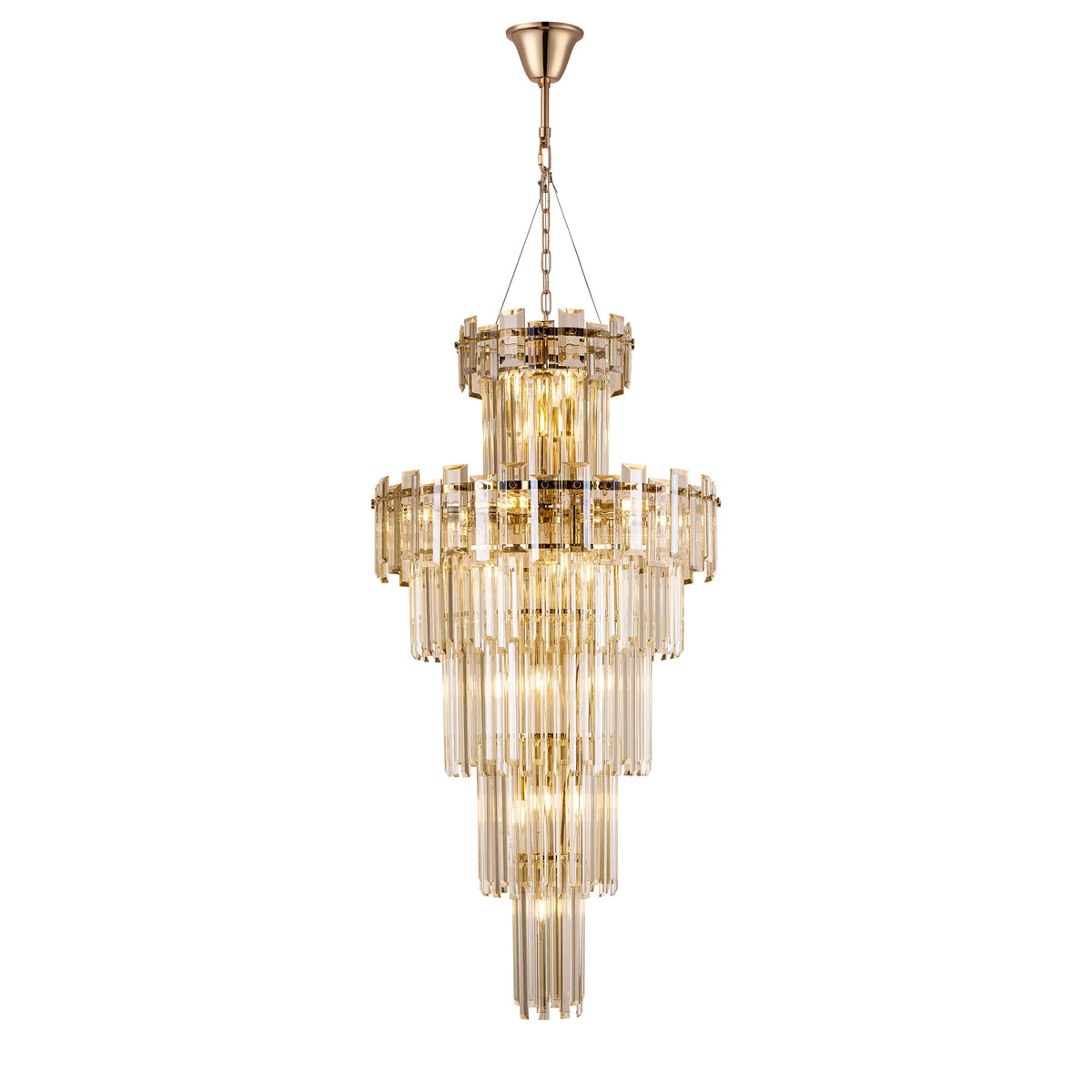 Velator 610mm Tall Pendant in French Gold with Champagne Crystal Glass