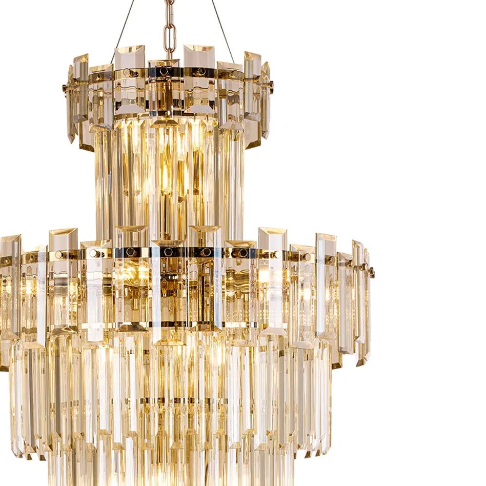Velator 610mm Tall Pendant in French Gold with Champagne Crystal Glass
