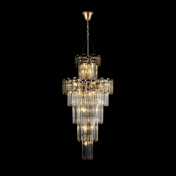 Velator 610mm Tall Pendant in French Gold with Clear Crystal Glass
