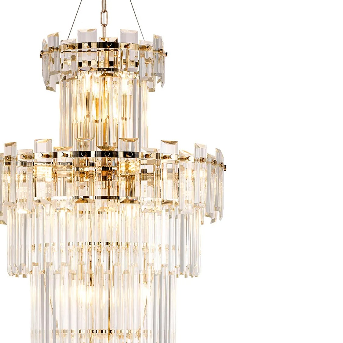 Velator 610mm Tall Pendant in French Gold with Clear Crystal Glass