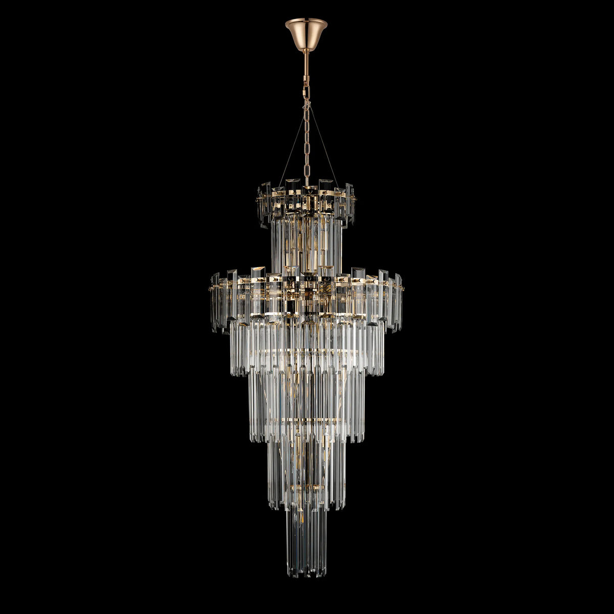 Velator 610mm Tall Pendant in French Gold with Clear Crystal Glass